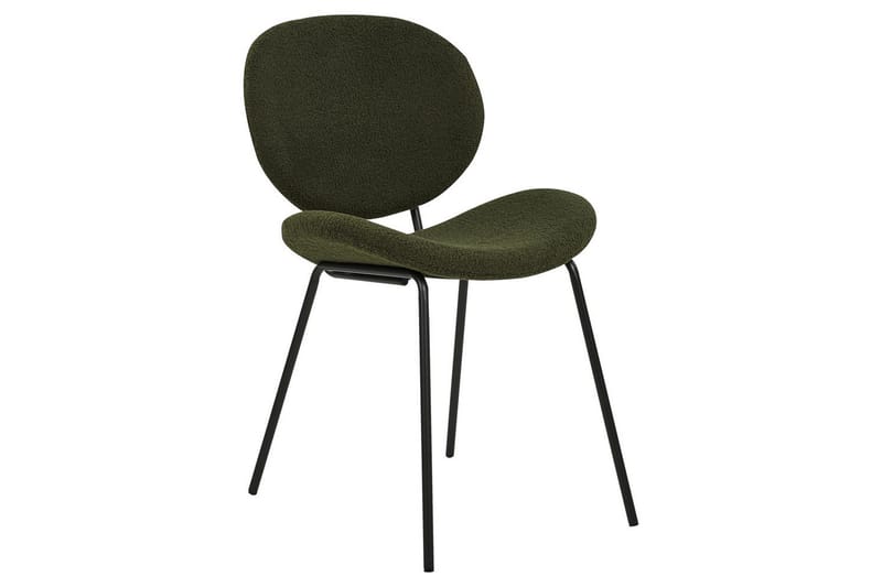 Set med 2 matstolar Luana - Grön, Svart/Bouclé - Möbler - Fåtölj & stolar - Matstol & köksstol
