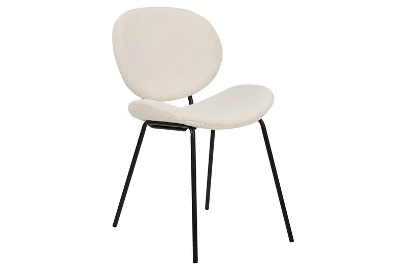 Set med 2 matstolar Luana - Vit, Svart/Bouclé - Möbler - Fåtölj & stolar - Matstol & köksstol