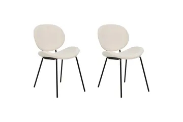 Set med 2 matstolar Luana - Vit, Svart/Bouclé - Möbler - Fåtölj & stolar - Matstol & köksstol