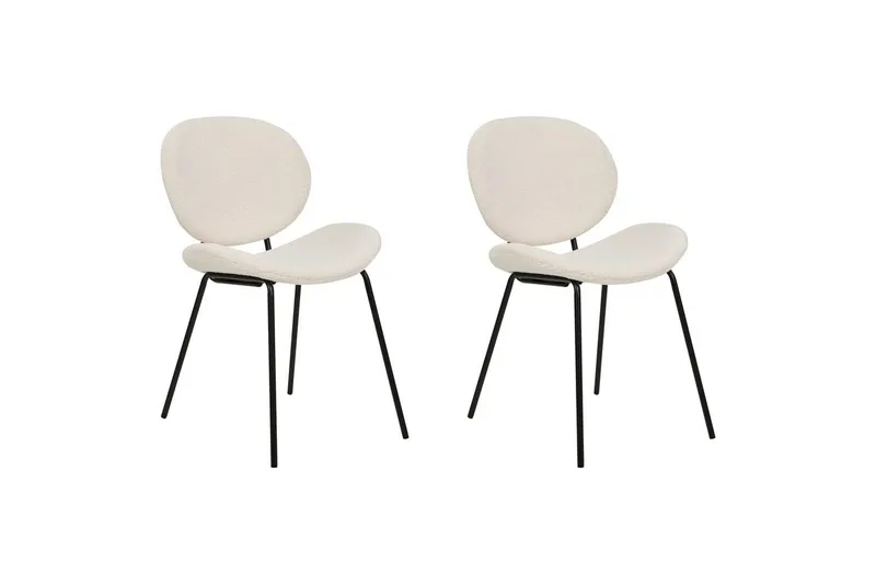 Set med 2 matstolar Luana - Vit, Svart/Bouclé - Möbler - Fåtölj & stolar - Matstol & köksstol