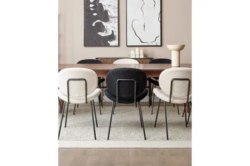 Set med 2 matstolar Luana - Vit, Svart/Bouclé - Möbler - Fåtölj & stolar - Matstol & köksstol