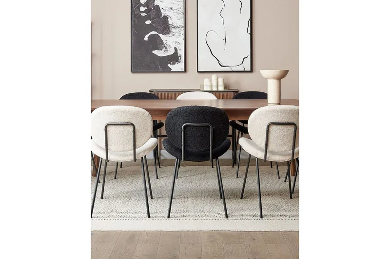 Set med 2 matstolar Luana - Vit, Svart/Bouclé - Möbler - Fåtölj & stolar - Matstol & köksstol