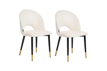 Set med 2 matstolar Magalia - Beige, svart, guld - Möbler - Fåtölj & stolar - Matstol & köksstol