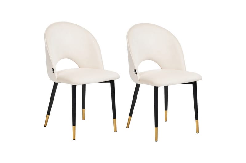 Set med 2 matstolar Magalia, Beige, svart, guld