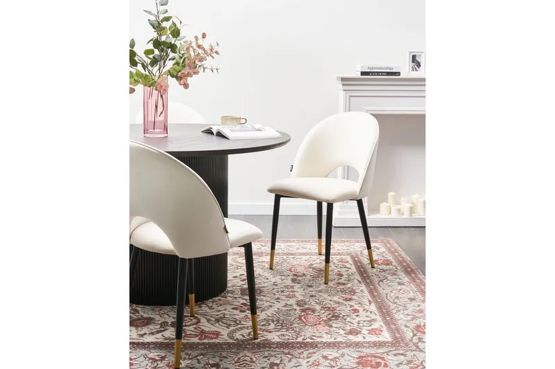 Set med 2 matstolar Magalia - Beige, svart, guld - Möbler - Fåtölj & stolar - Matstol & köksstol