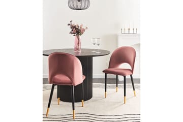Set med 2 matstolar Magalia - Rosa, svart, guld - Möbler - Fåtölj & stolar - Matstol & köksstol