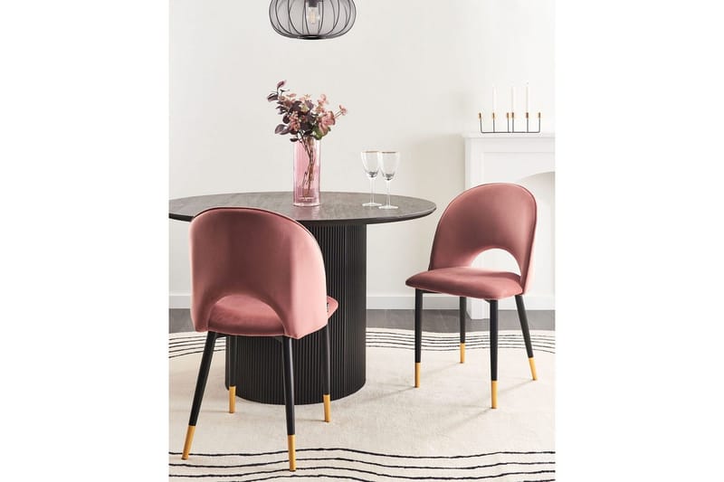 Set med 2 matstolar Magalia - Rosa, svart, guld - Möbler - Fåtölj & stolar - Matstol & köksstol