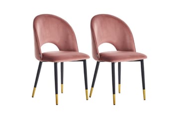 Set med 2 matstolar Magalia - Rosa, svart, guld - Möbler - Fåtölj & stolar - Matstol & köksstol