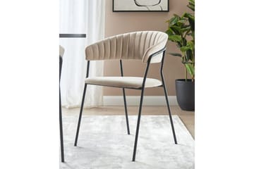 Set med 2 matstolar Mariposa - Beige, svart/Sammet - Möbler - Fåtölj & stolar - Matstol & köksstol