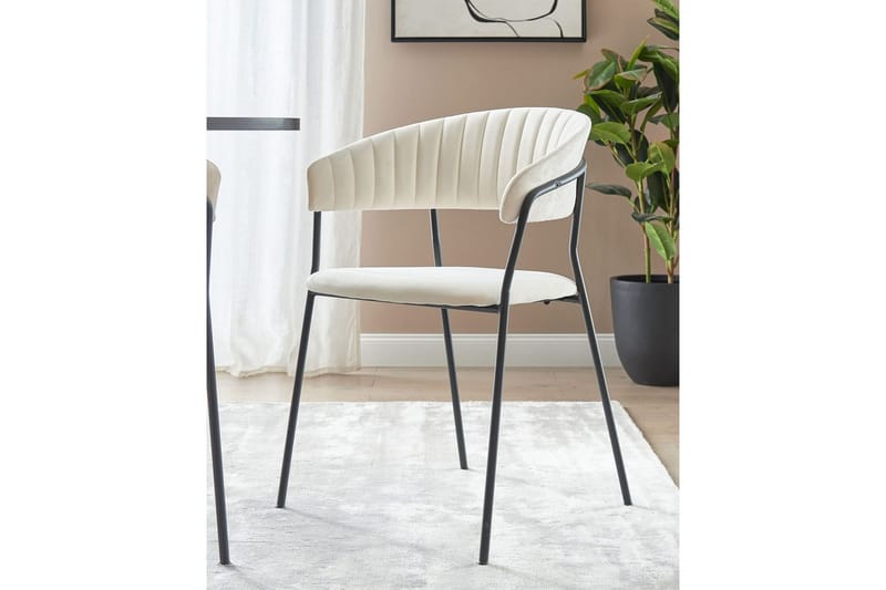Set med 2 matstolar Mariposa - Krämvit, Svart/Sammet - Möbler - Fåtölj & stolar - Matstol & köksstol