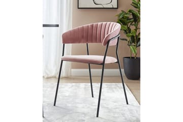 Set med 2 matstolar Mariposa - Rosa, Svart/Sammet - Möbler - Fåtölj & stolar - Matstol & köksstol