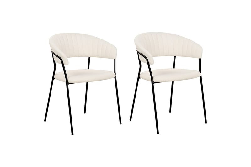 Set med 2 matstolar Mariposa - Vit, Svart/Bouclé - Möbler - Fåtölj & stolar - Matstol & köksstol