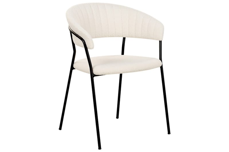 Set med 2 matstolar Mariposa - Vit, Svart/Bouclé - Möbler - Fåtölj & stolar - Matstol & köksstol