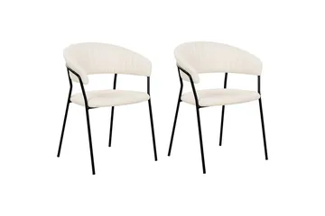 Set med 2 matstolar Mariposa - Vit, Svart/Bouclé - Möbler - Fåtölj & stolar - Matstol & köksstol