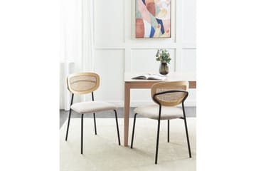 Set med 2 matstolar Mayetta - Natur, Beige, Svart - Möbler - Fåtölj & stolar - Matstol & köksstol