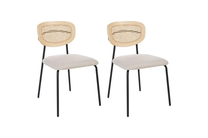 Set med 2 matstolar Mayetta, Natur, Beige, Svart