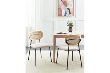 Set med 2 matstolar Mayetta - Natur, Beige, Svart - Möbler - Fåtölj & stolar - Matstol & köksstol