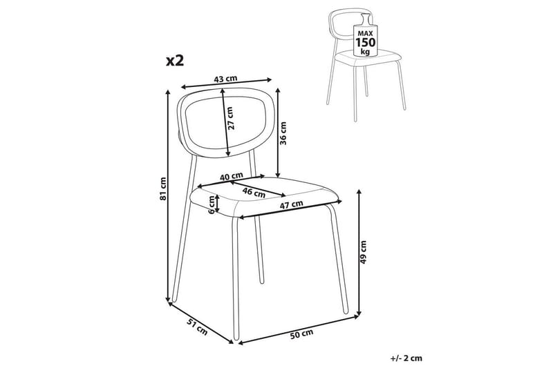 Set med 2 matstolar Mayetta - Natur, Beige, Svart - Möbler - Fåtölj & stolar - Matstol & köksstol
