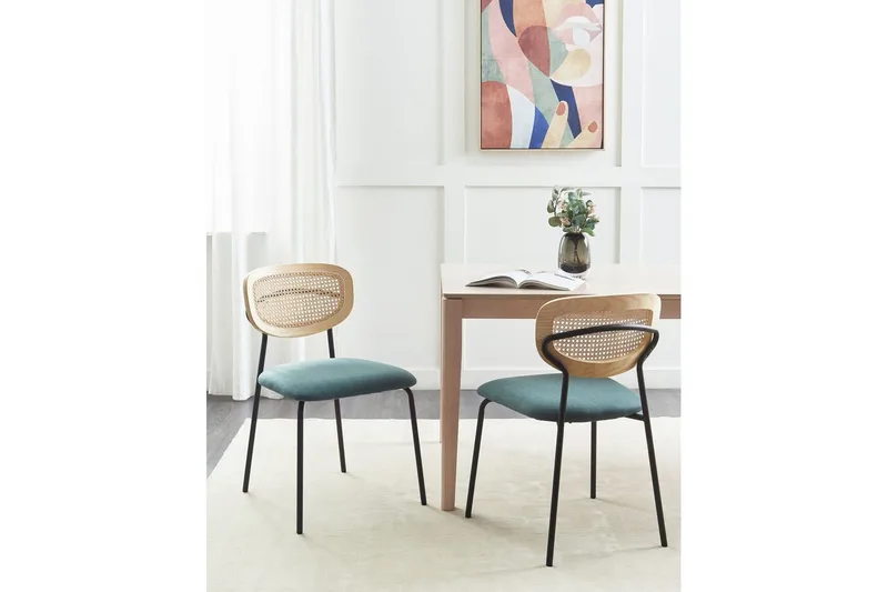 Set med 2 matstolar Mayetta - Natur, blå, svart - Möbler - Fåtölj & stolar - Matstol & köksstol