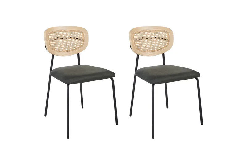 Set med 2 matstolar Mayetta, Natur, grön, svart