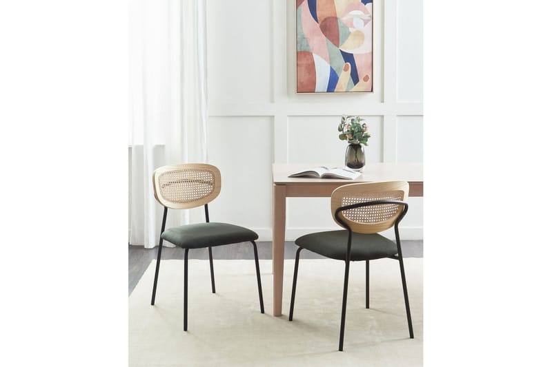 Set med 2 matstolar Mayetta - Natur, grön, svart - Möbler - Fåtölj & stolar - Matstol & köksstol