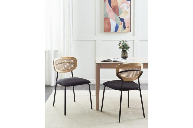 Set med 2 matstolar Mayetta - Natur, svart - Möbler - Fåtölj & stolar - Matstol & köksstol