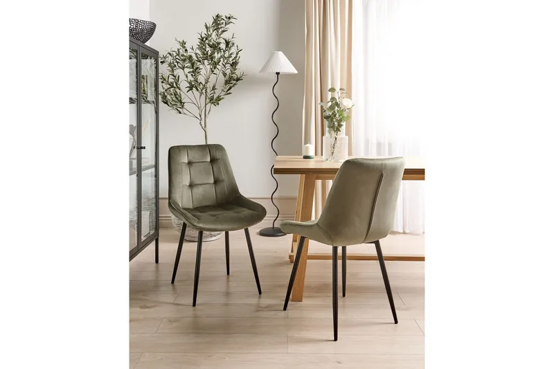 Set med 2 matstolar Melrose - Grön, Svart - Möbler - Fåtölj & stolar - Matstol & köksstol