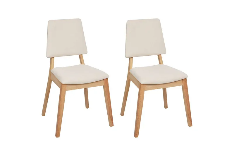 Set med 2 matstolar Merrill, Ljus trä, beige