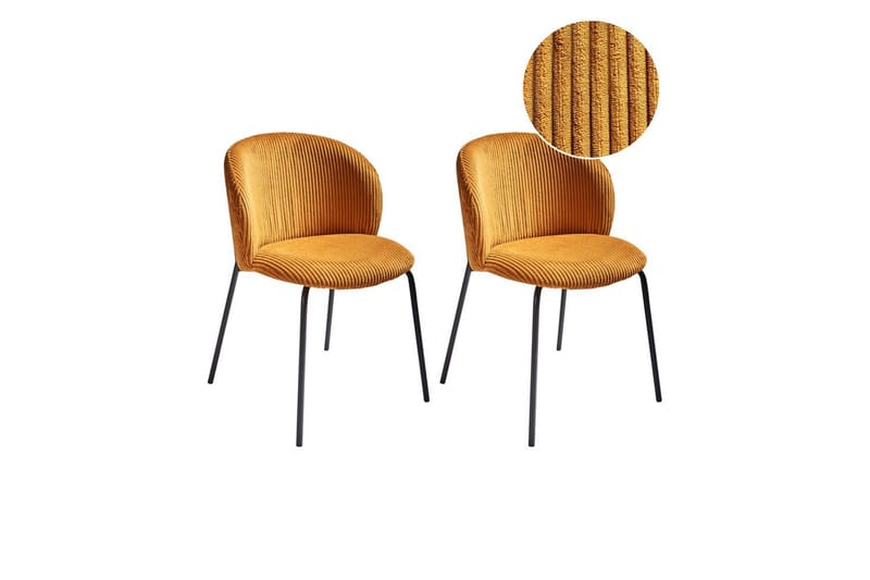 Set med 2 matstolar Miles, Orange, svart