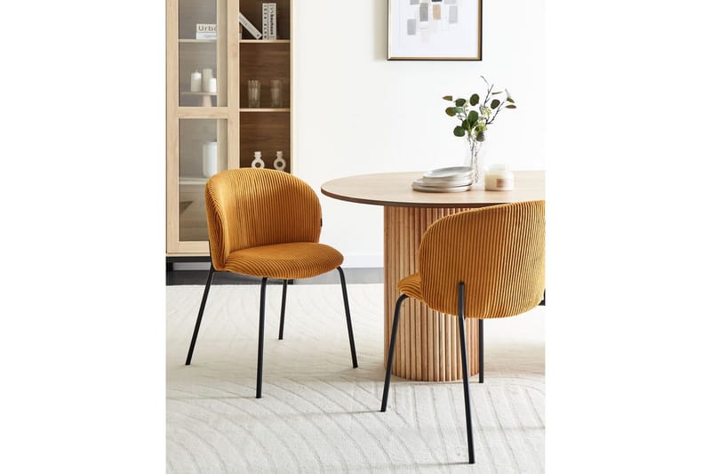 Set med 2 matstolar Miles - Orange, svart - Möbler - Fåtölj & stolar - Matstol & köksstol
