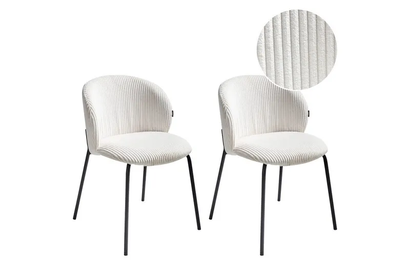 Set med 2 matstolar Miles, Vit, Svart