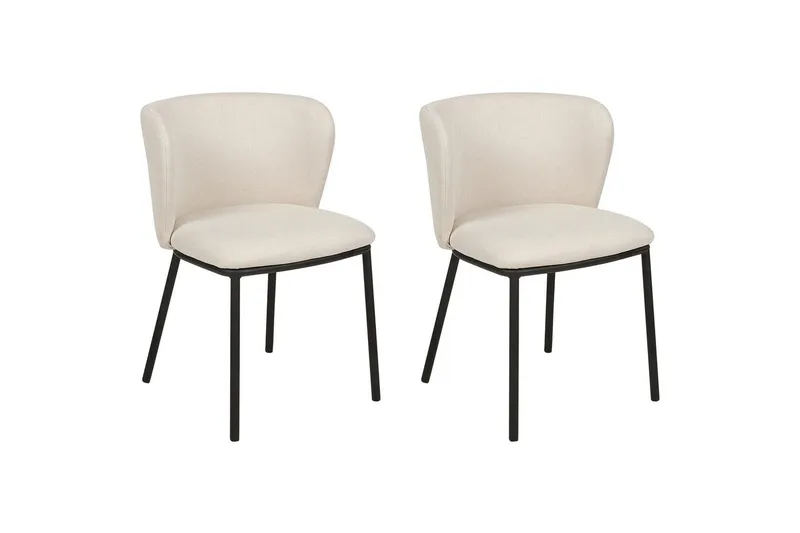 Set med 2 matstolar Mina, Beige, svart/Polyester