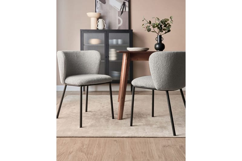 Set med 2 matstolar Mina - Grå, svart/Bouclé - Möbler - Fåtölj & stolar - Matstol & köksstol