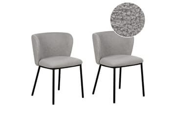 Set med 2 matstolar Mina - Grå, svart/Bouclé - Möbler - Fåtölj & stolar - Matstol & köksstol