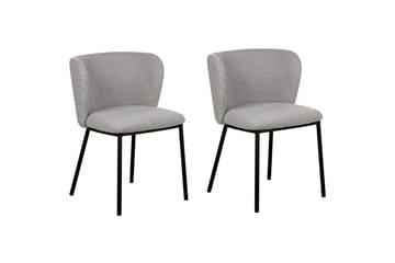 Set med 2 matstolar Mina - Grå, svart/Bouclé - Möbler - Fåtölj & stolar - Matstol & köksstol