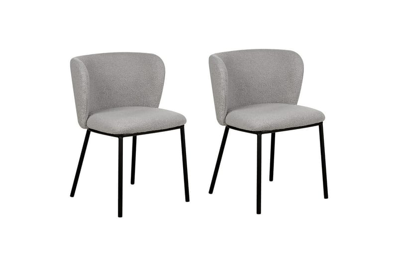 Set med 2 matstolar Mina - Grå, svart/Bouclé - Möbler - Fåtölj & stolar - Matstol & köksstol