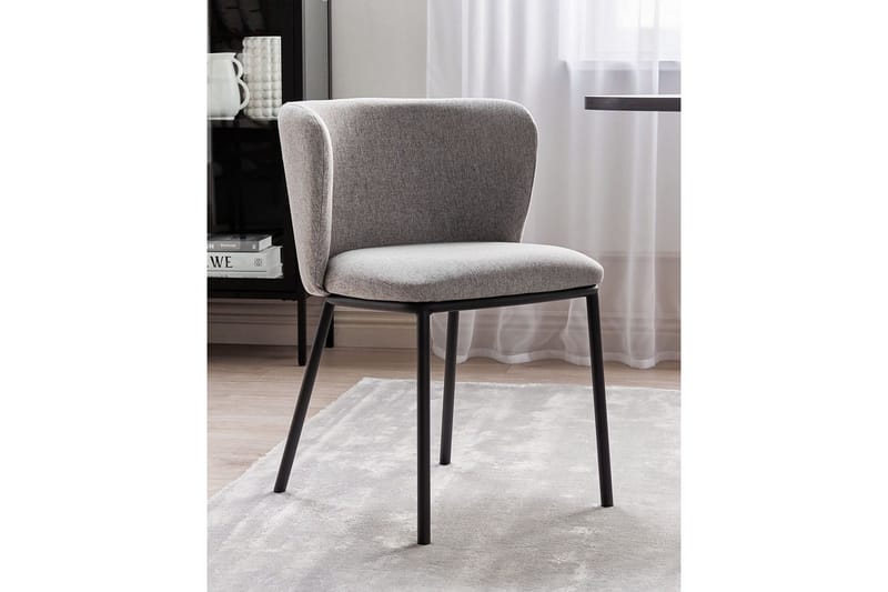 Set med 2 matstolar Mina - Grå, svart/Polyester - Möbler - Fåtölj & stolar - Matstol & köksstol