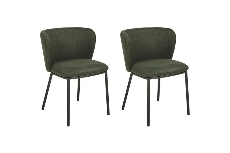 Set med 2 matstolar Mina, Grön, Svart/Polyester