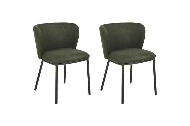 Set med 2 matstolar Mina, Grön, Svart/Polyester