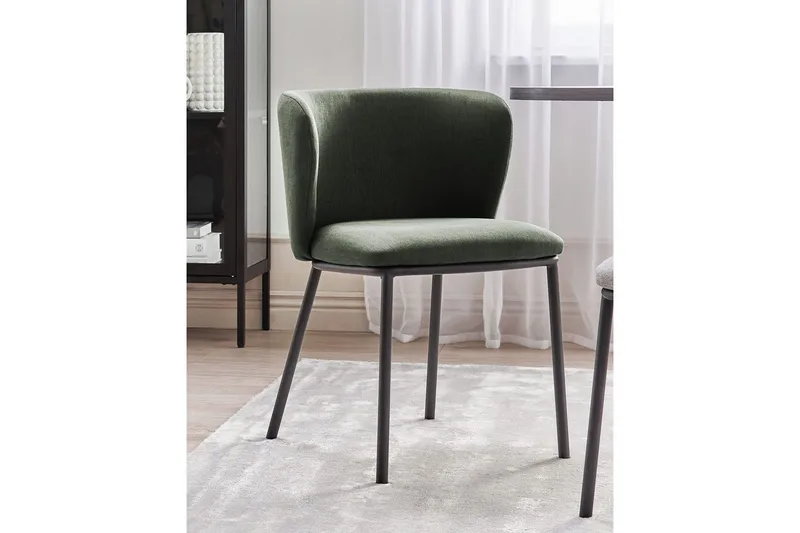 Set med 2 matstolar Mina - Grön, Svart/Polyester - Möbler - Fåtölj & stolar - Matstol & köksstol
