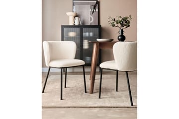 Set med 2 matstolar Mina - Vit, Svart/Bouclé - Möbler - Fåtölj & stolar - Matstol & köksstol