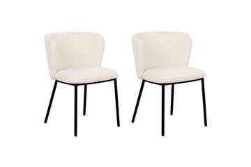 Set med 2 matstolar Mina - Vit, Svart/Bouclé - Möbler - Fåtölj & stolar - Matstol & köksstol