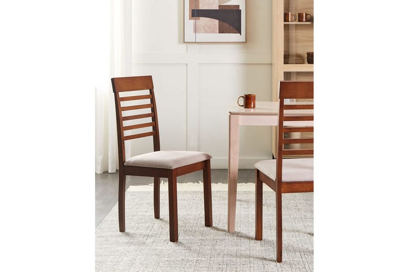 Set med 2 matstolar Ortley - Mörk trä, beige - Möbler - Fåtölj & stolar - Matstol & köksstol
