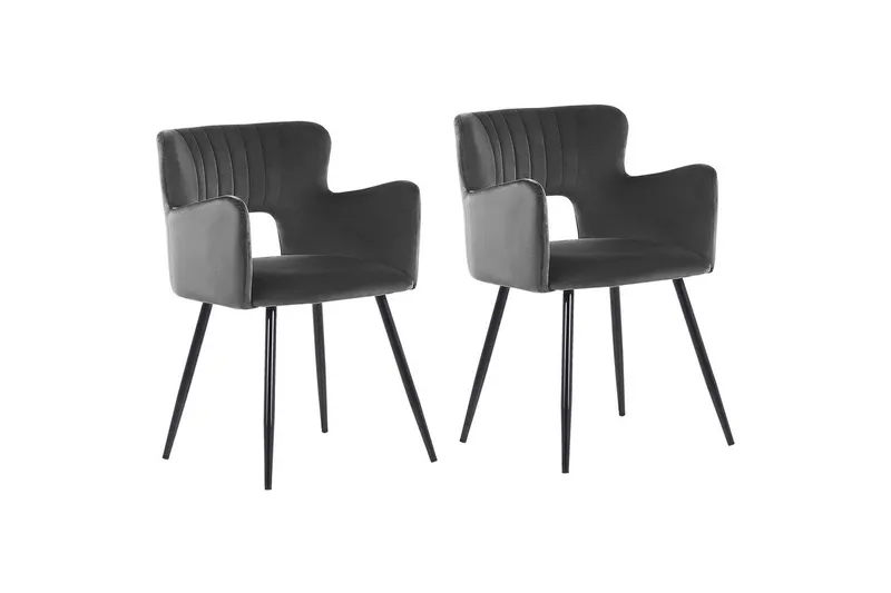 Set med 2 matstolar Sanilac, Mörkgrå, svart