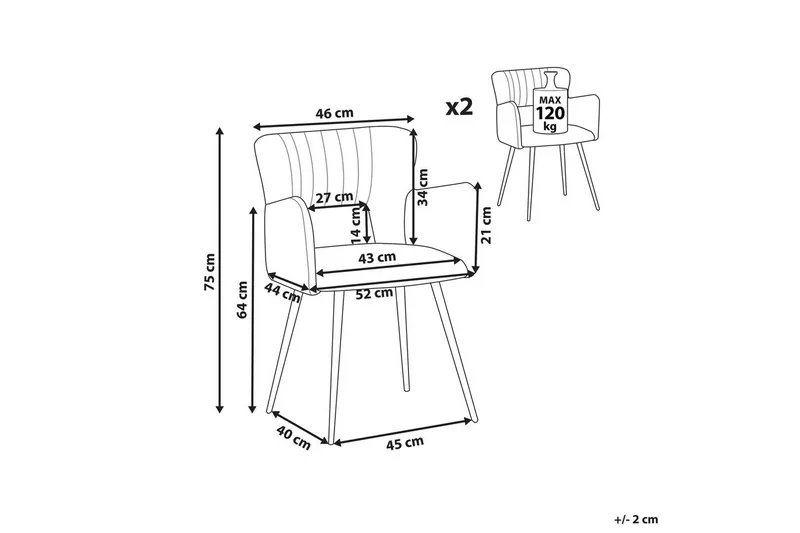 Set med 2 matstolar Sanilac - Mörkgrå, svart - Möbler - Fåtölj & stolar - Matstol & köksstol