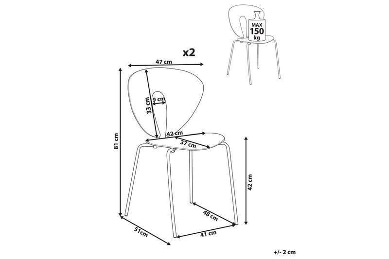 Set med 2 matstolar Tracy - Svart, Silver - Möbler - Fåtölj & stolar - Matstol & köksstol