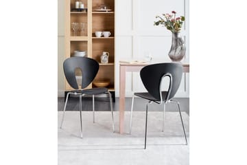 Set med 2 matstolar Tracy - Svart, Silver - Möbler - Fåtölj & stolar - Matstol & köksstol