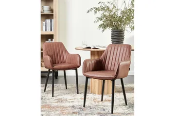 Set med 2 matstolar Wellston - Brun, Svart - Möbler - Fåtölj & stolar - Matstol & köksstol