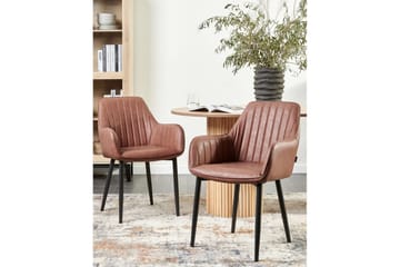 Set med 2 matstolar Wellston - Brun, Svart - Möbler - Fåtölj & stolar - Matstol & köksstol