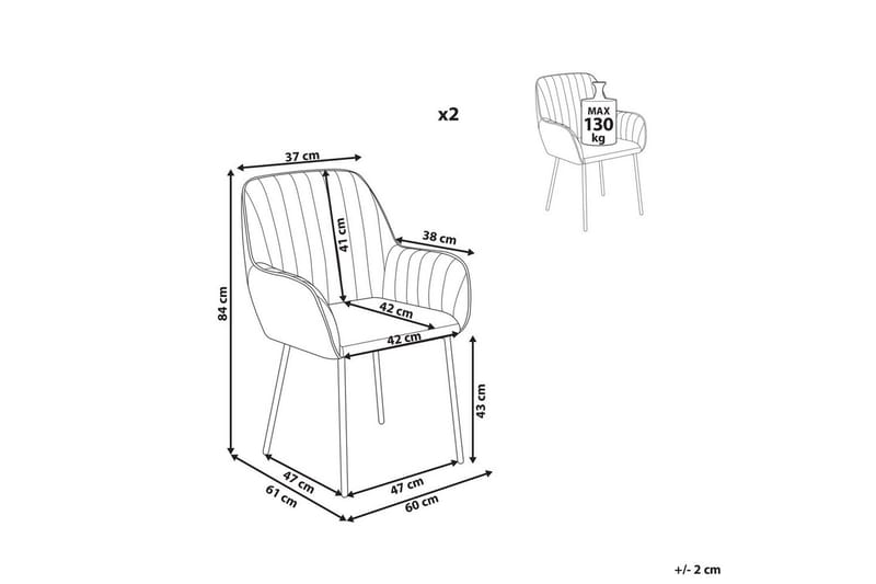 Set med 2 matstolar Wellston - Grå, svart - Möbler - Fåtölj & stolar - Matstol & köksstol